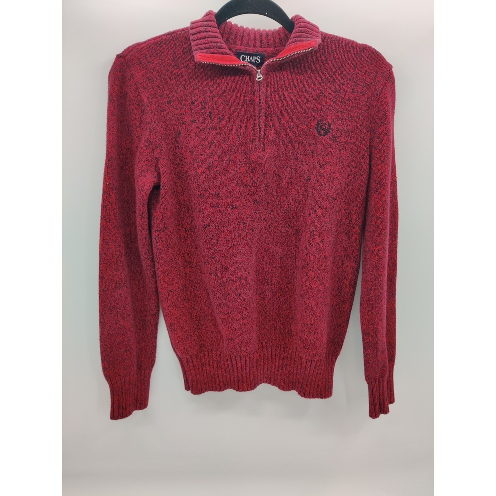 Chaps Kids Boys Red Speckled Half‎ Zip Sweater Size Large 14 /16